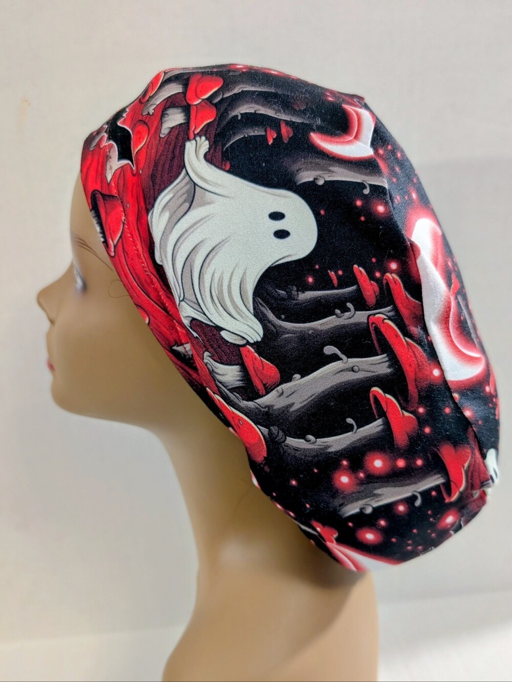 Ghost, Mushrooms, Halloween, Euro Style Scrub Cap, Scrub Cap